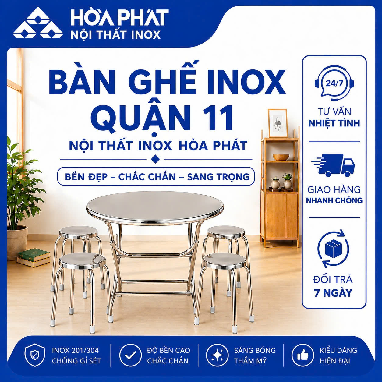 Bàn Ghế Inox Quận 11 – Giá Tốt, Bền Đẹp, Sản Xuất Theo Yêu Cầu ban-ghe-inox-quan-11